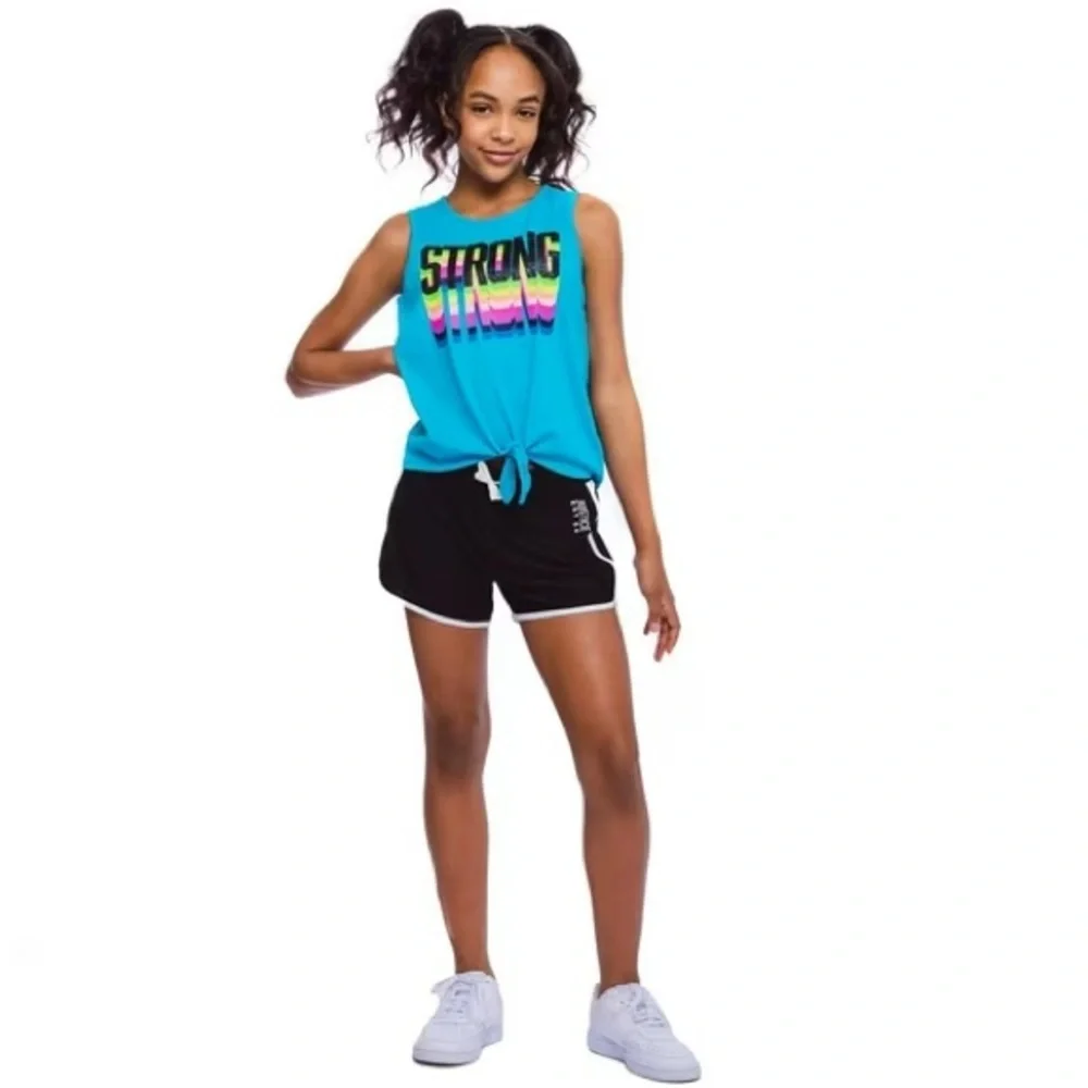 ☀️ Justice Strong Front Tie Tank Top XS (5/6)